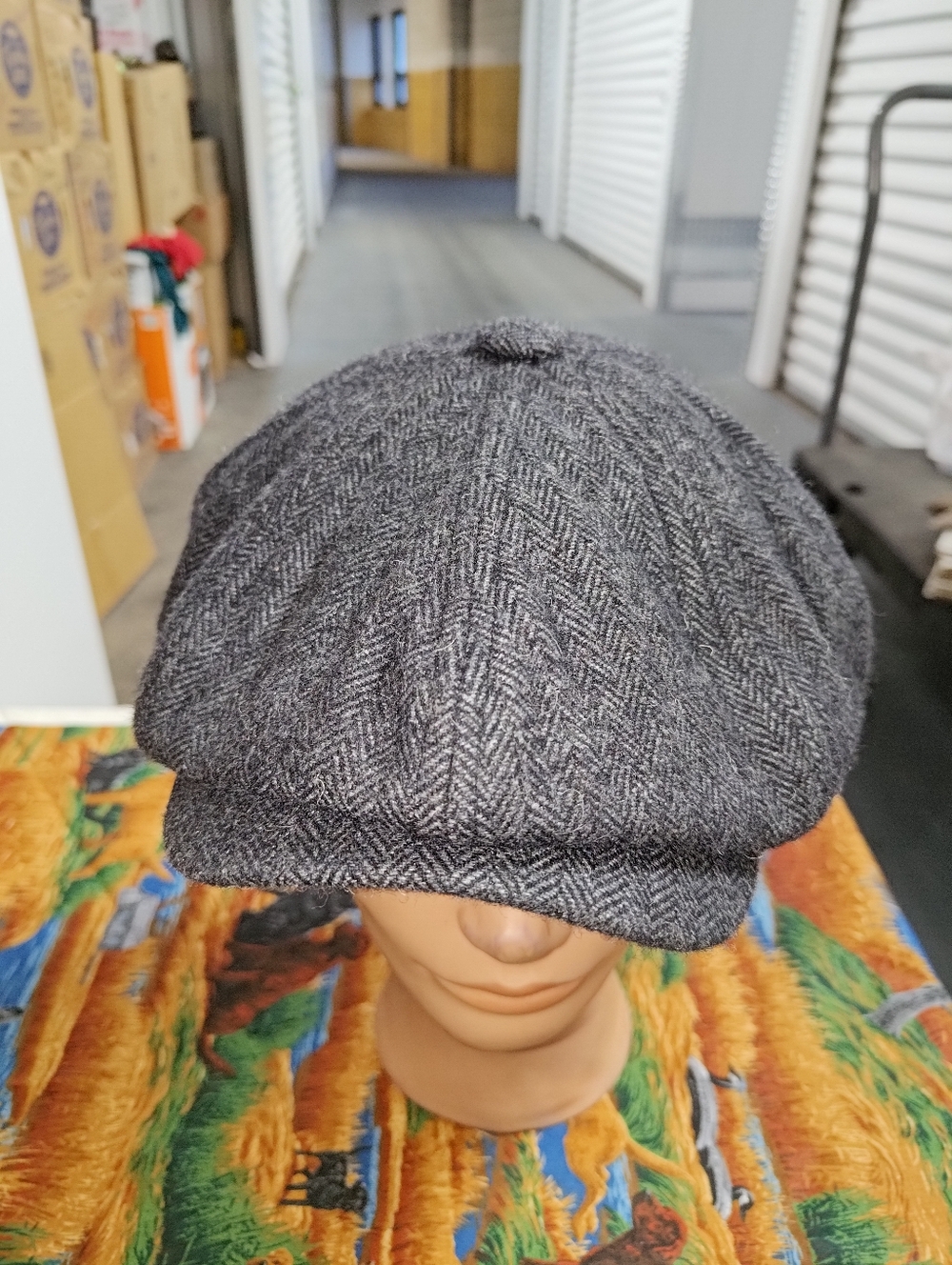 Boru Tweed Flat Cap- Grey Herringbone Size 71/2 L